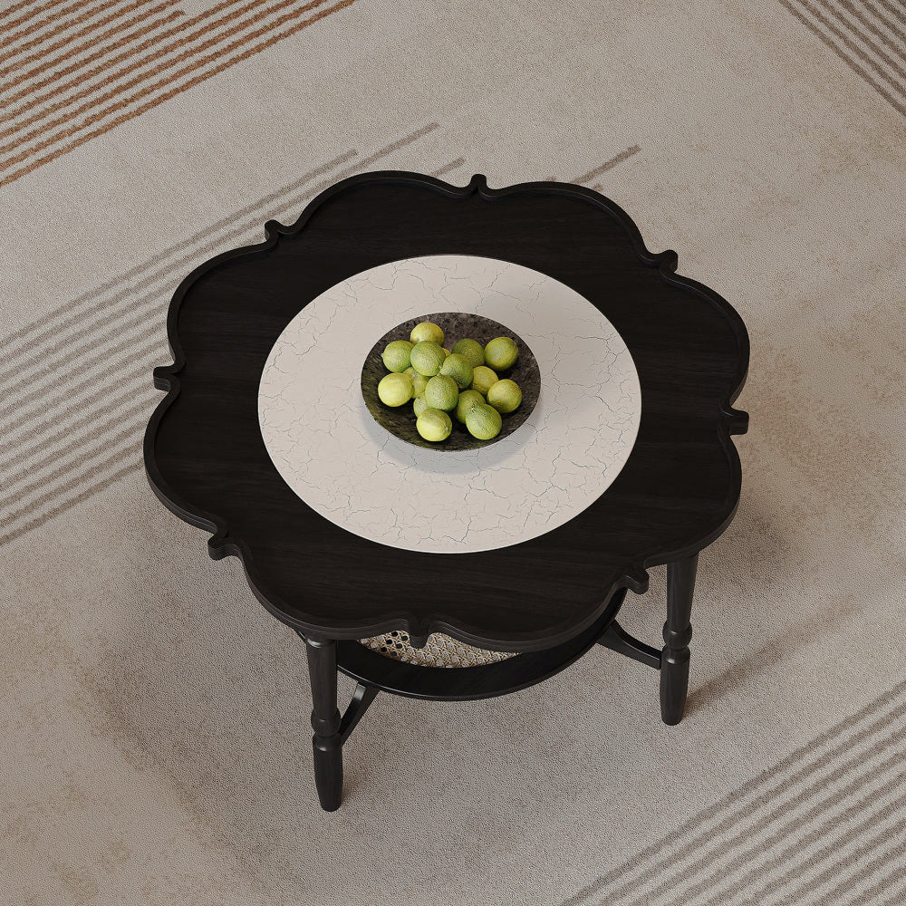 Overhead black petal table
