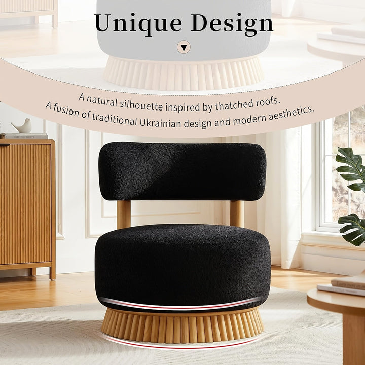 Black Upholstered Swivel Chairs, Set of Two — gallery view 5 of 11