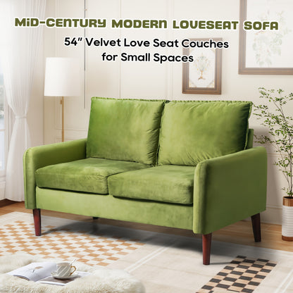 Bilhilury Velvet Loveseat — green loveseat room styling.
