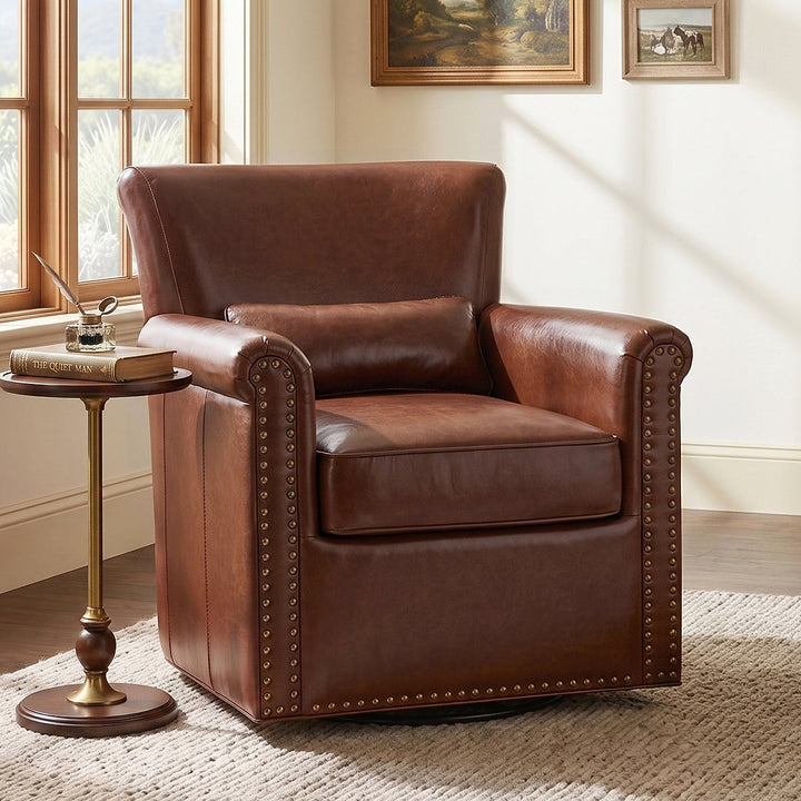 Roland Leather Swivel Club Chair — gallery view 3 of 8