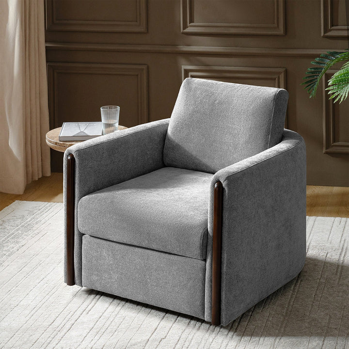 Hulala Gray Chenille Swivel Armchair — gallery view 2 of 12