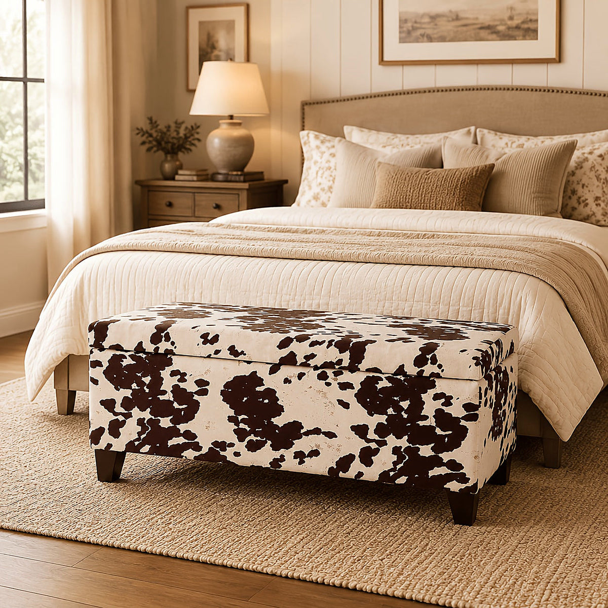 Cow-Print Storage Ottoman