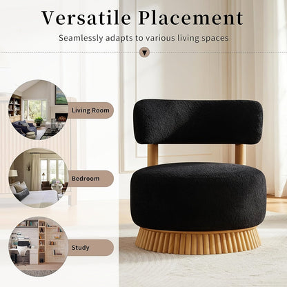 Black Upholstered Swivel Chairs, Set of Two — gallery view 3 of 11