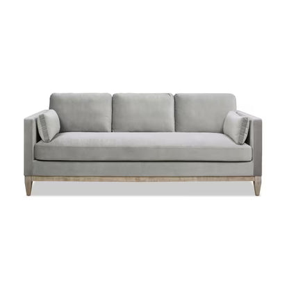 Knox Opal Grey Velvet Sofa — front product view.