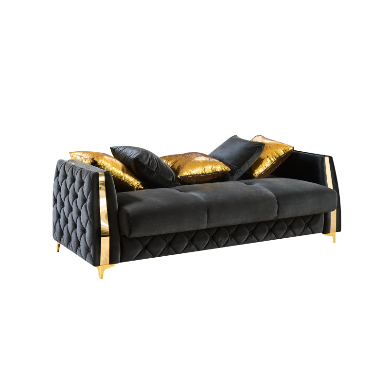 Lippa Black Three-Piece Sofa Set — sofa with lowered back.