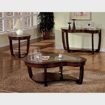 51-Inch Beveled Glass Coffee Table with Open Shelf