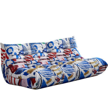 Multicolor graphic-print cushioned floor sofa on a white background