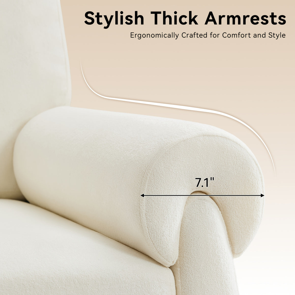 Rolled-Arm Chenille Accent Chair — rounded upholstered arm close-up