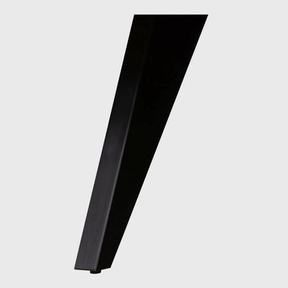 Close-up of a black splayed coffee table leg