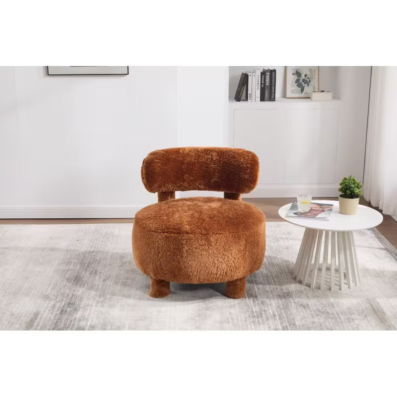 Faux Fur Armless Accent Chair — front view in a living room.