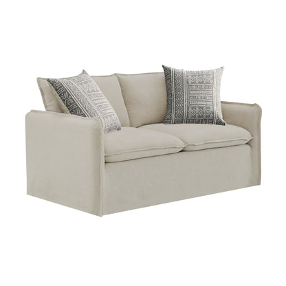 Beige Sofa, Loveseat and Swivel Chair Set — loveseat three-quarter product view.