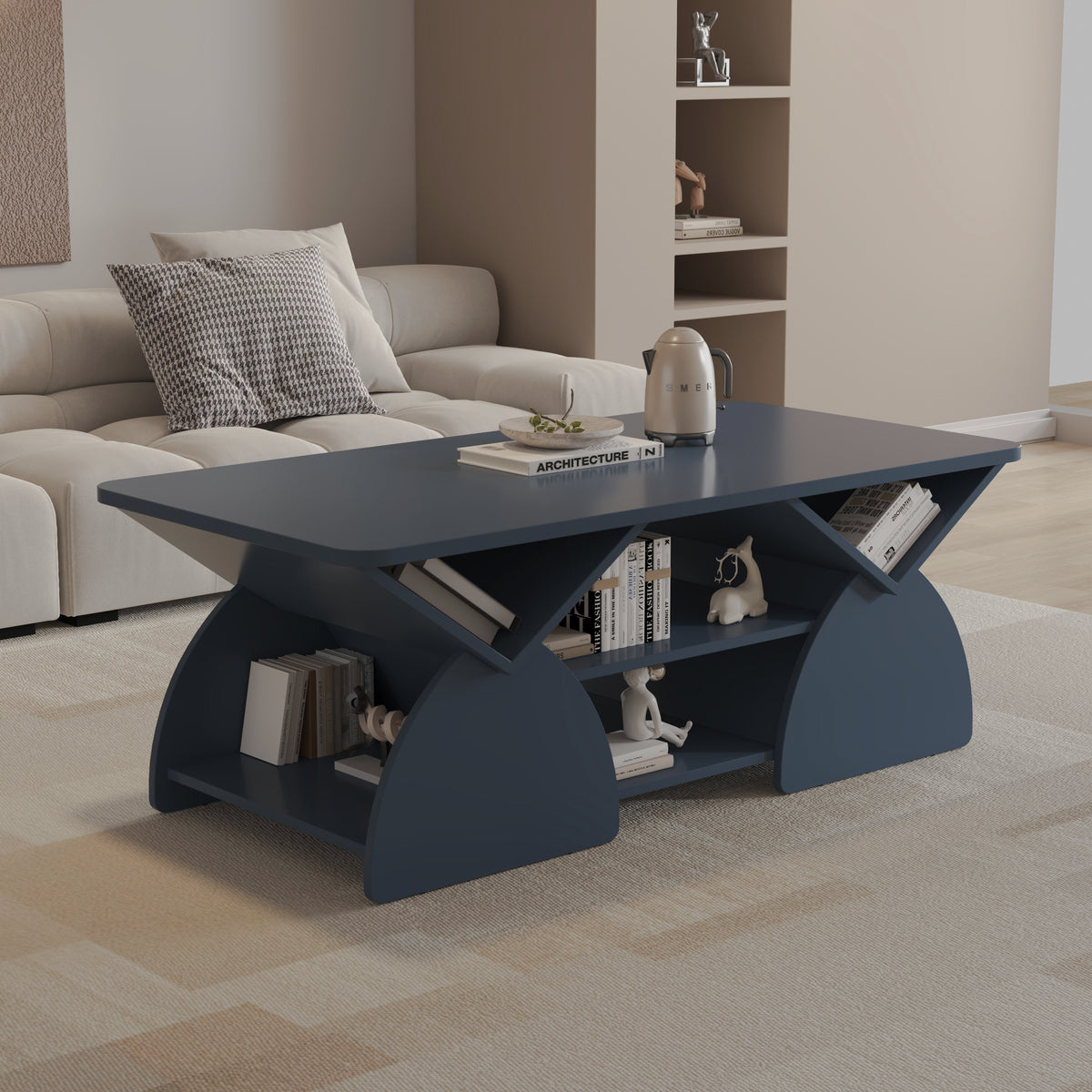 Blue table angled view
