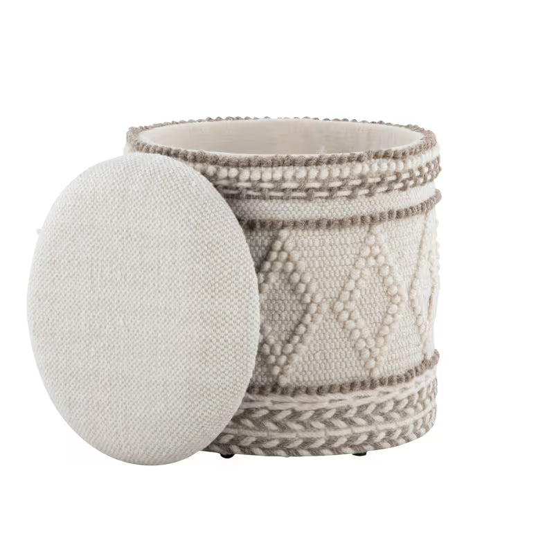 Open patterned ottoman with lid removed