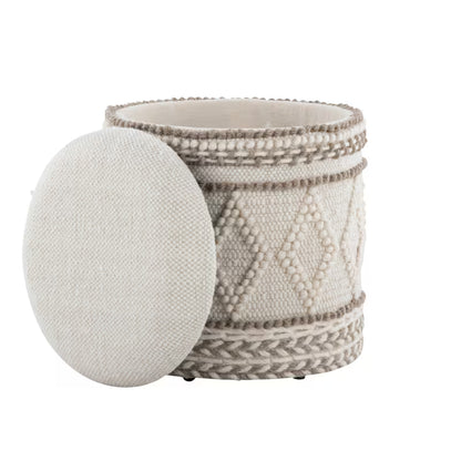 Open patterned ottoman with lid removed