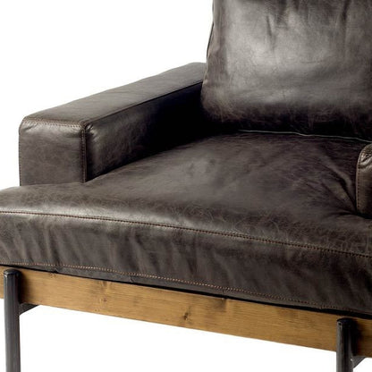 41" Black Faux Leather Distressed Club Chair - 376350