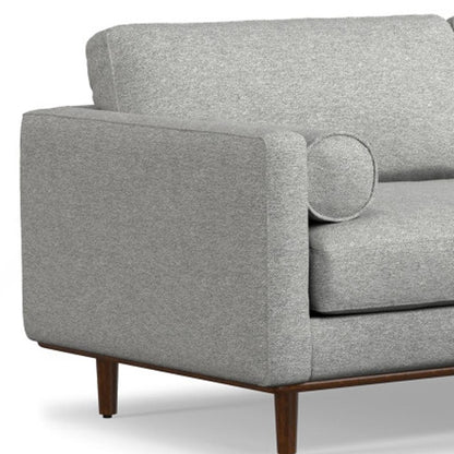 89" Gray Fabric Sofa With Ottoman With Brown Legs - 641064