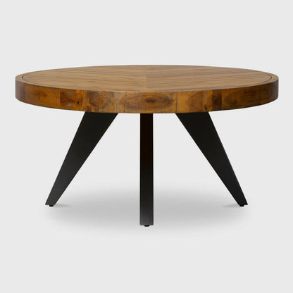Side view of the oval herringbone coffee table