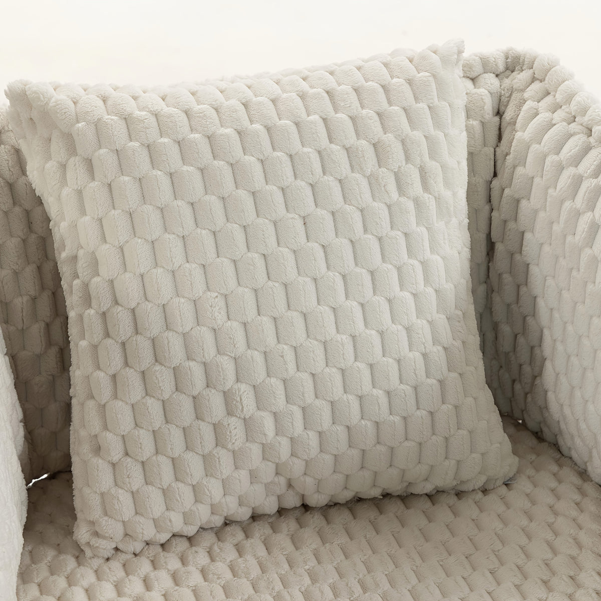 Textured Swivel Accent Chair with Storage — textured lumbar pillow close-up