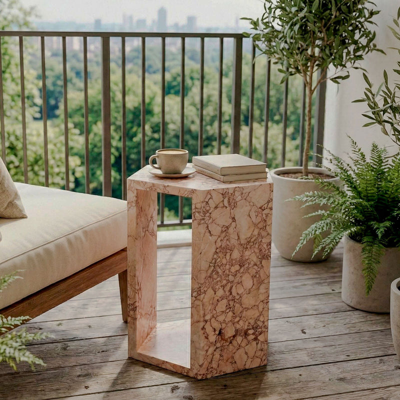 Pink Hexagon Pedestal Side Table — main product image