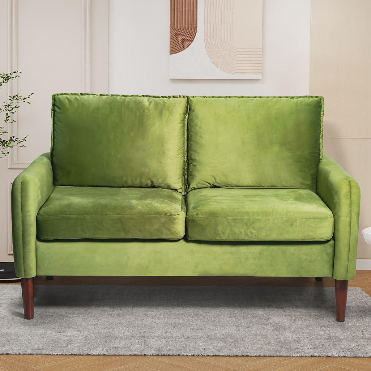 Bilhilury Velvet Loveseat — angled green loveseat view.