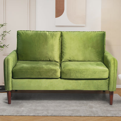Bilhilury Velvet Loveseat — angled green loveseat view.