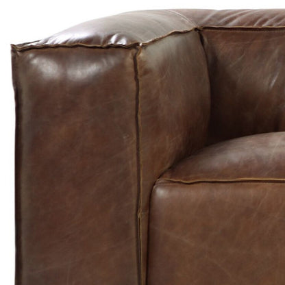 98" Brown Top Grain Leather Sofa With Black Legs - 490999
