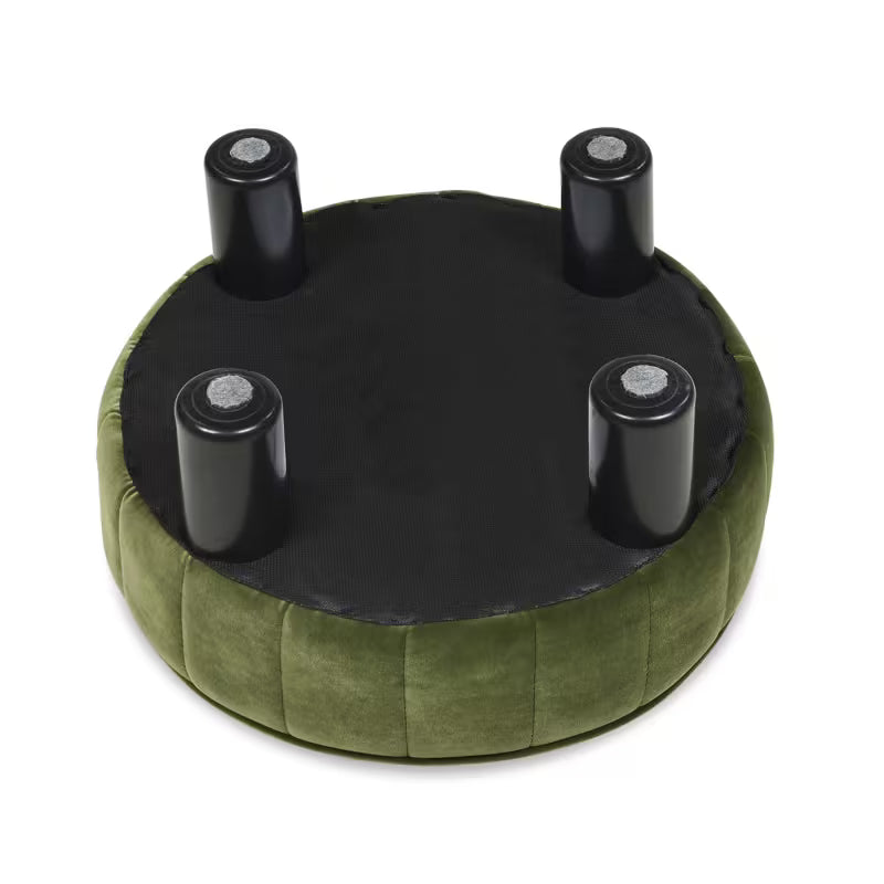 Underside of ottoman with four short black legs