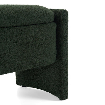Dark Green Bouclé-Style Storage Bench