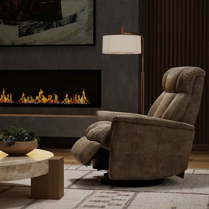 Texas Slate swivel glider recliner in textured brown gray upholstery