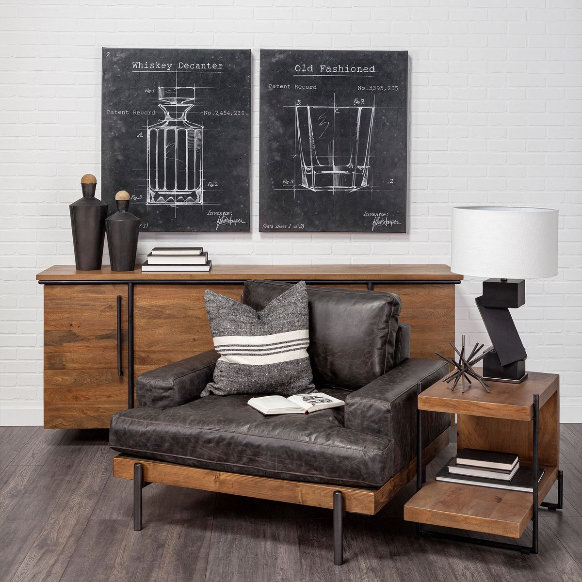 41" Black Faux Leather Distressed Club Chair - 376350
