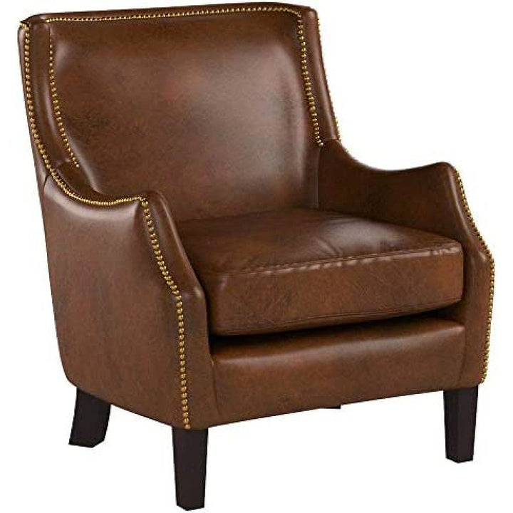 Briar Brown Leather-Look Accent Chair — gallery view 2 of 10
