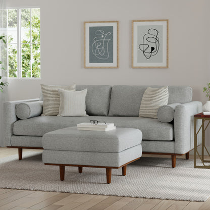 89" Gray Fabric Sofa With Ottoman With Brown Legs - 641064