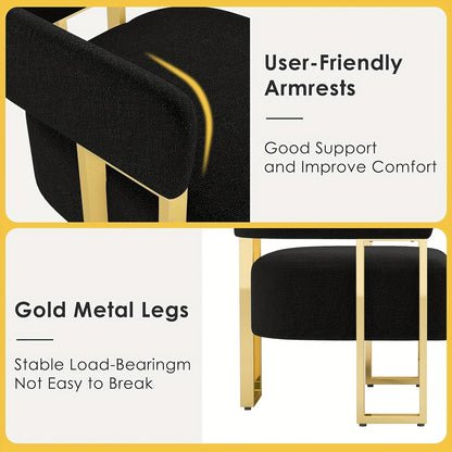 Cutout-Back Accent Chair with Gold-Tone Base — upholstered back and gold-colored leg details