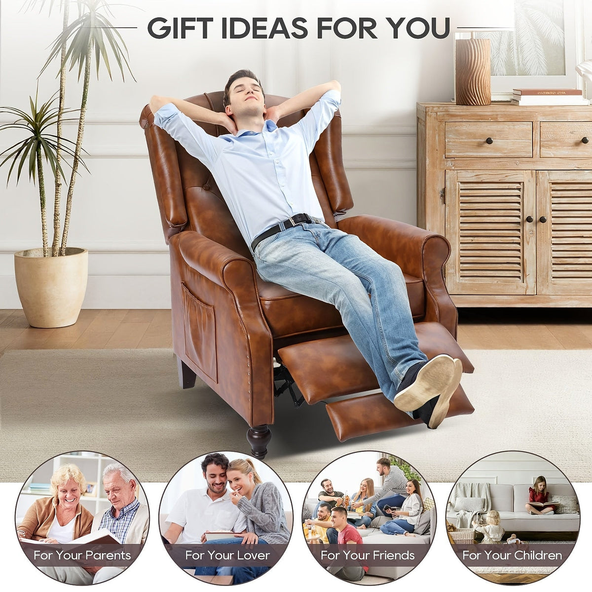 Consofa Faux Leather Massage Recliners, Set of Two — gallery view 5 of 8