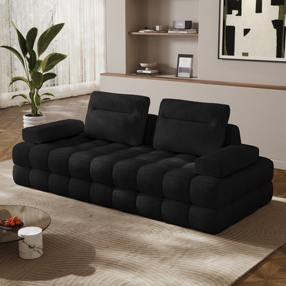 88-Inch Chenille Modular Cloud Loveseat — black front three-quarter view