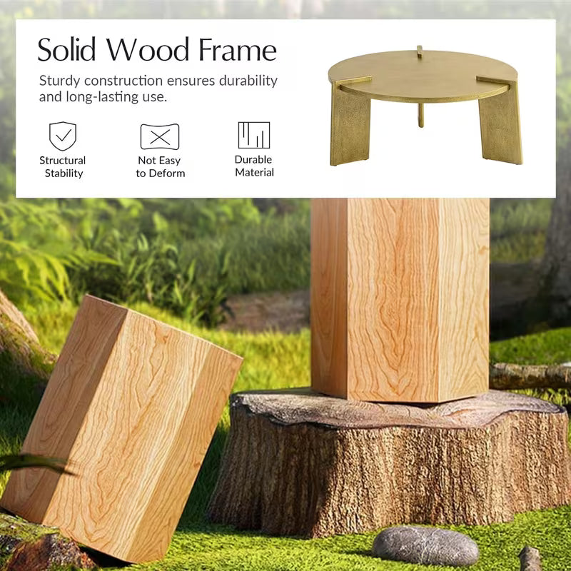 Coffee table construction graphic with a Golden table inset and wood illustrations