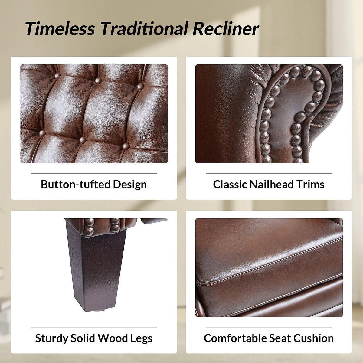 Hulala Leather Power Recliner with USB-C — gallery view 13 of 17