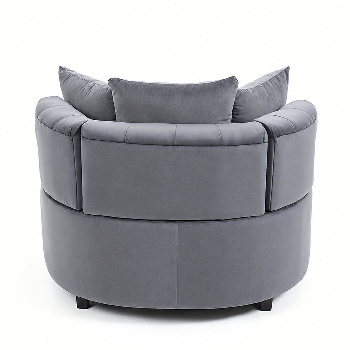 Quinn Gray Tufted Barrel Chair — gallery view 8 of 9