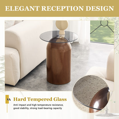 Tall glass table feature graphic