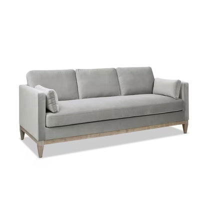 Knox Opal Grey Velvet Sofa — opposite three-quarter product view.