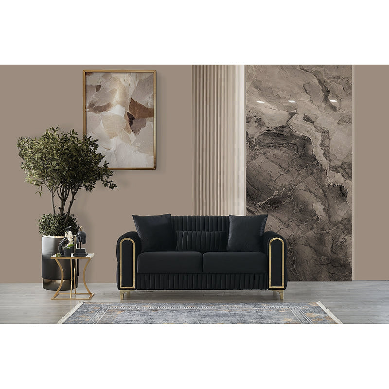 Melody Black Three-Piece Convertible Living Room Set — gallery view 5 of 10