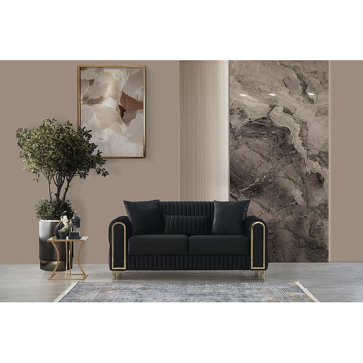 Melody Black Three-Piece Convertible Living Room Set — gallery view 5 of 10