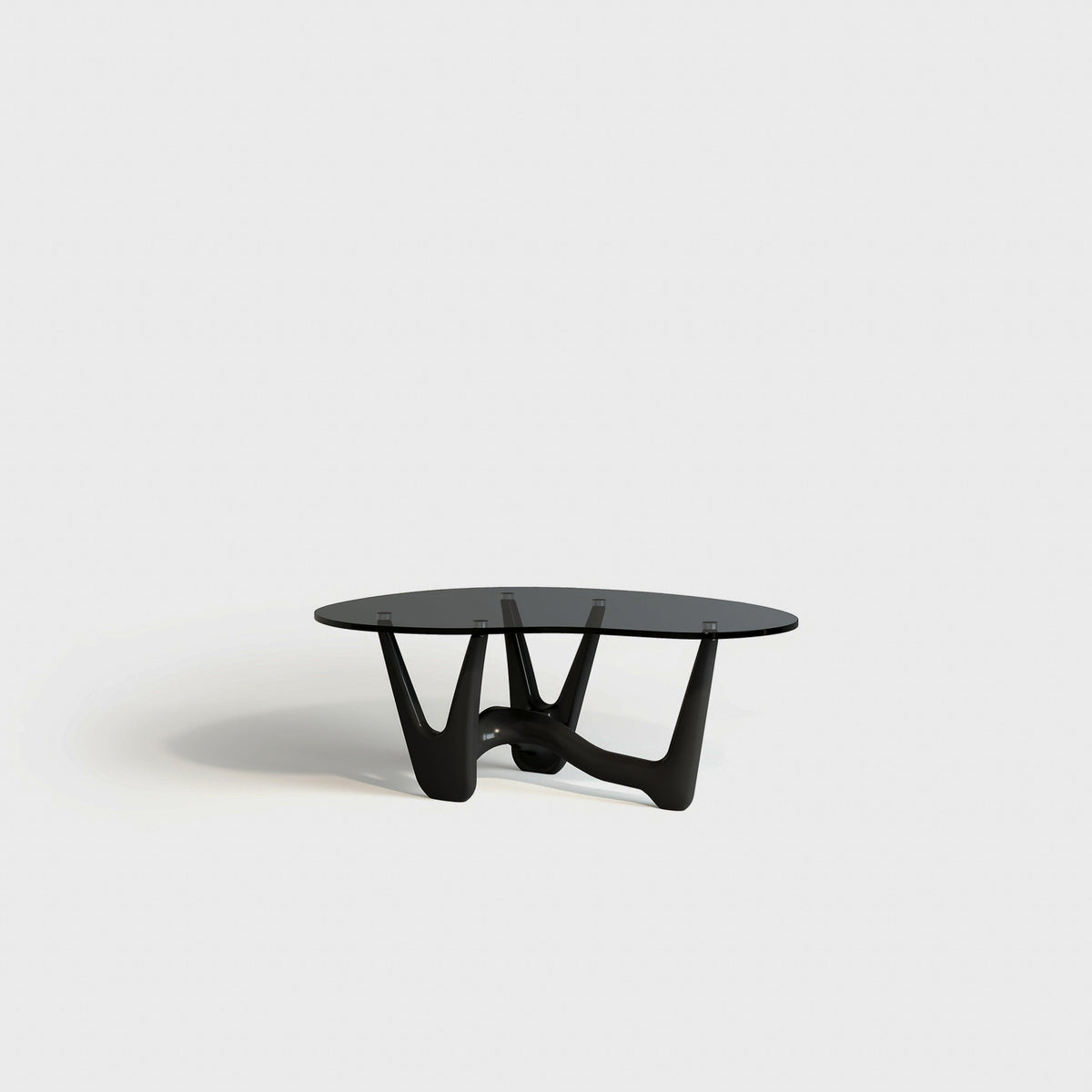 Sculptural Glass-Top Coffee Table - Black&Black Glass