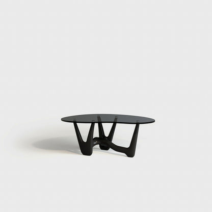 Sculptural Glass-Top Coffee Table - Black&Black Glass
