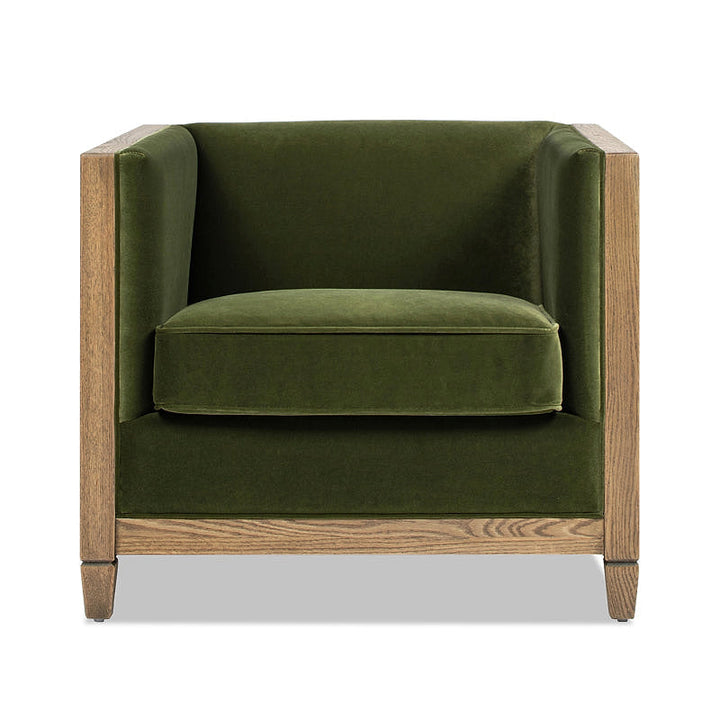 Georgia Olive Green Cane-Frame Armchair — gallery view 3 of 8