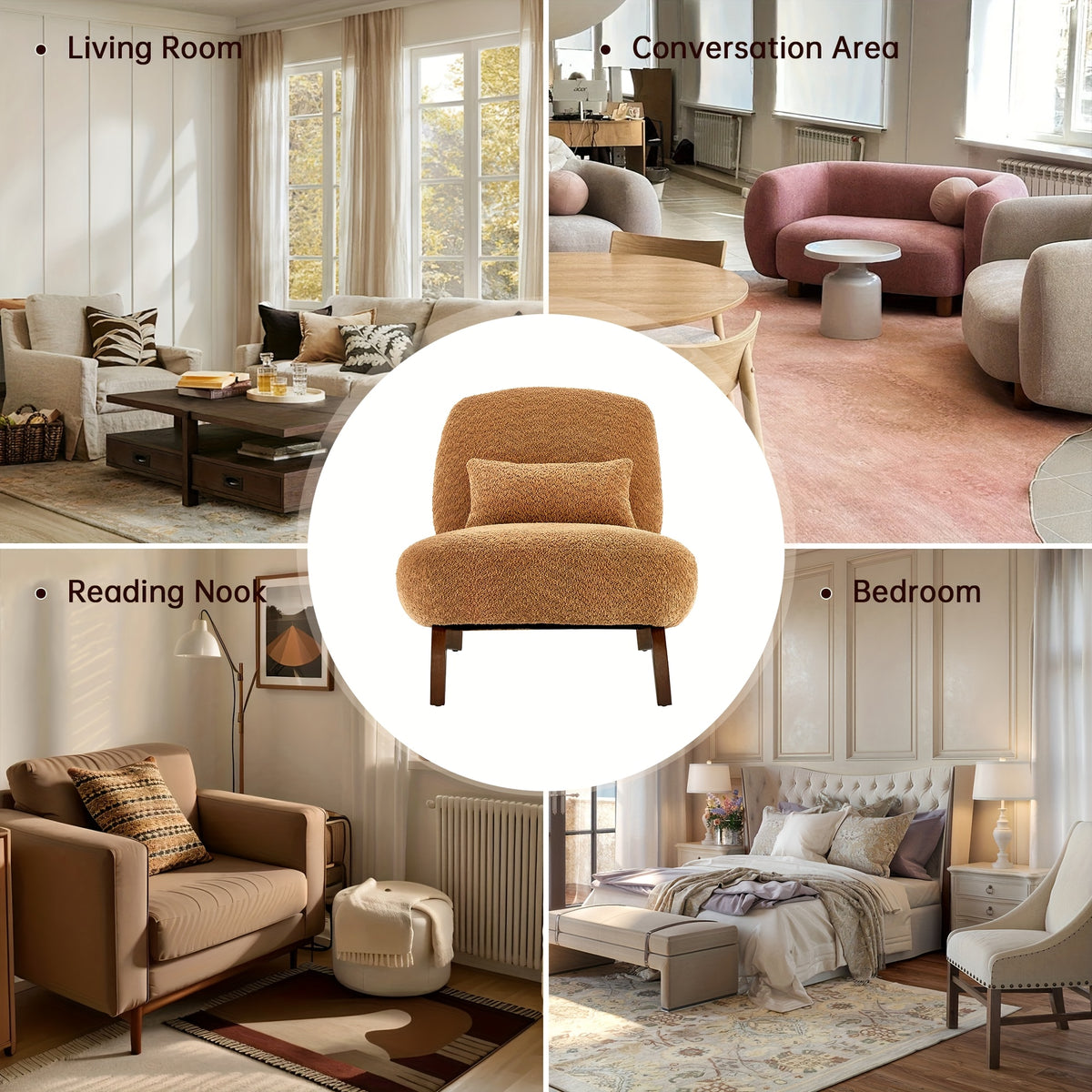 Morden Fort Boucle Sofa and Accent Chair Set — accent chair room-use examples.