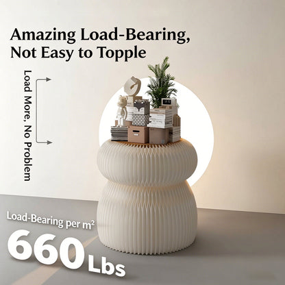 Supplier load-claim graphic for folding paper side table