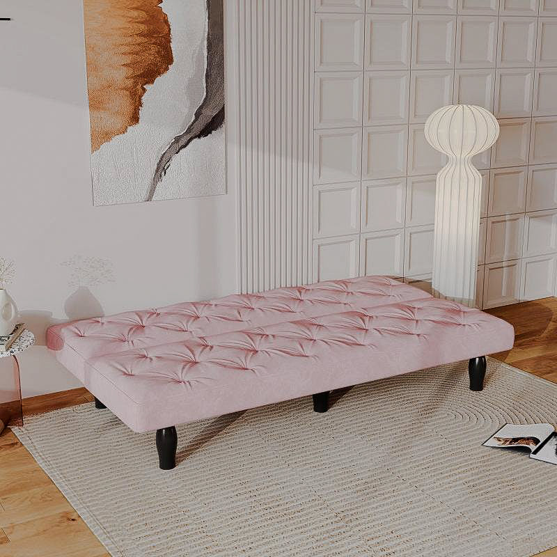 66-Inch Pink Velvet Convertible Sofa Bed