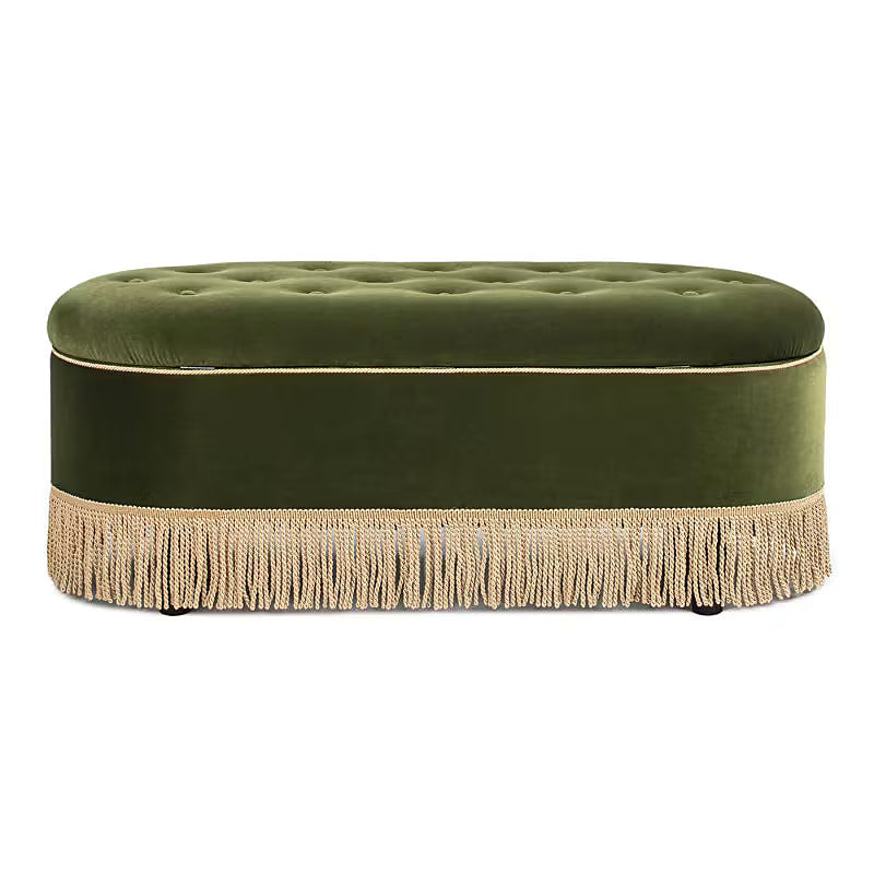 Melinda Olive Tufted Fringe Bench