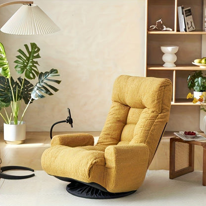 Five-Position Swivel Floor Chair with Phone Holder — yellow floor chair with phone holder